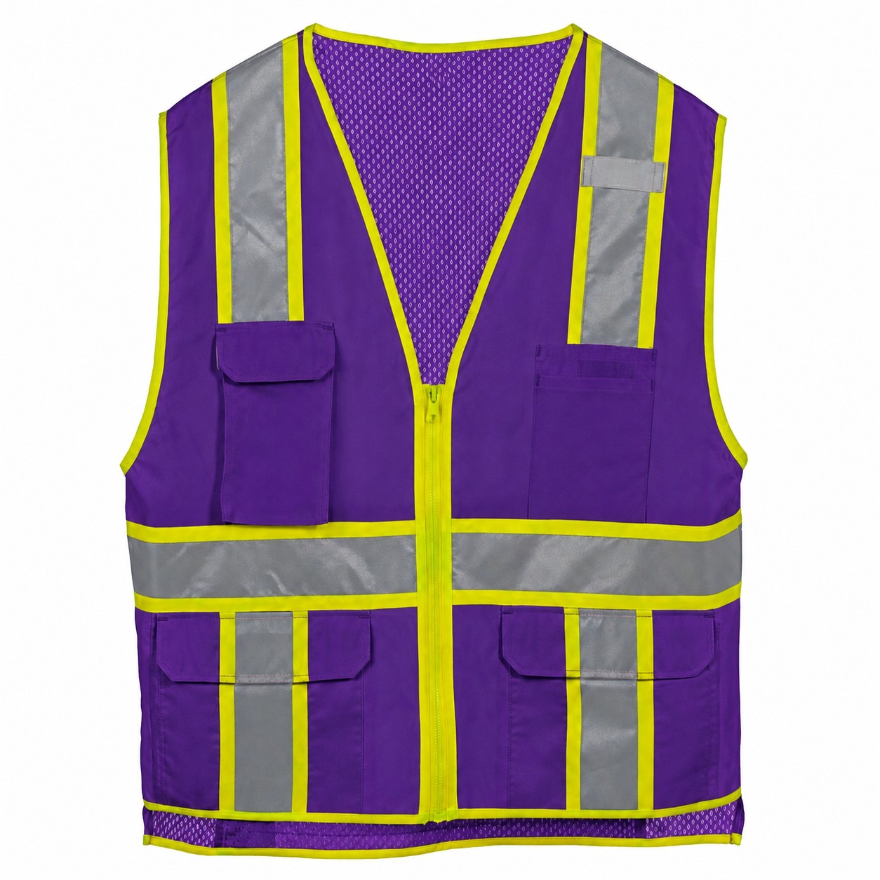 Full Zip Polyester Utility Vest — Purple