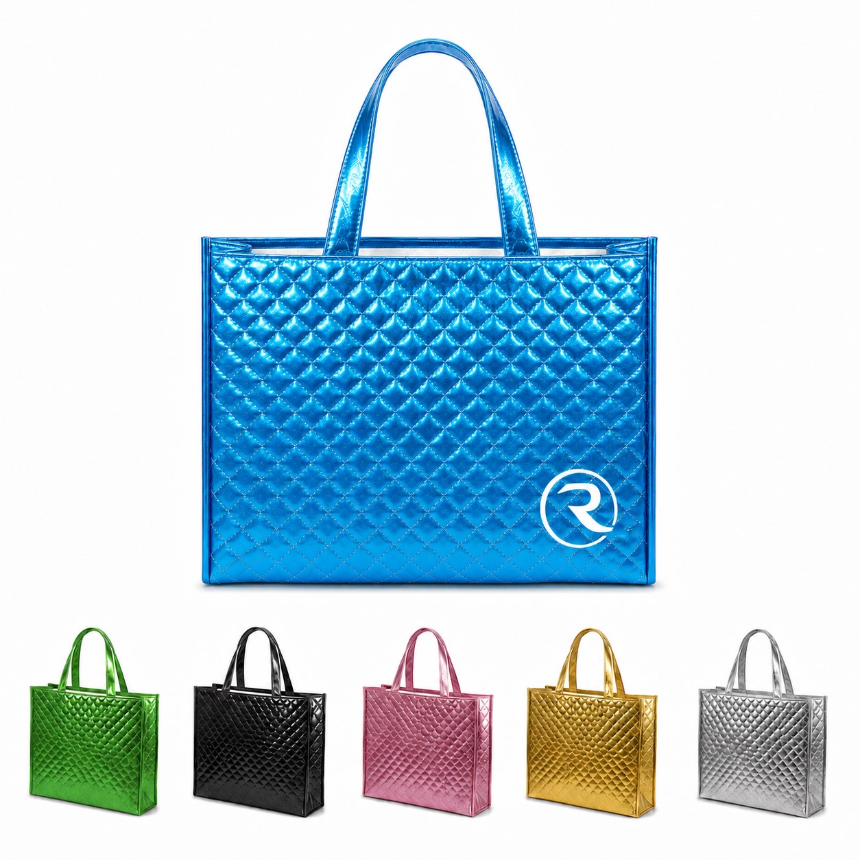Laser-Finish Metallic Quilted Tote Bag