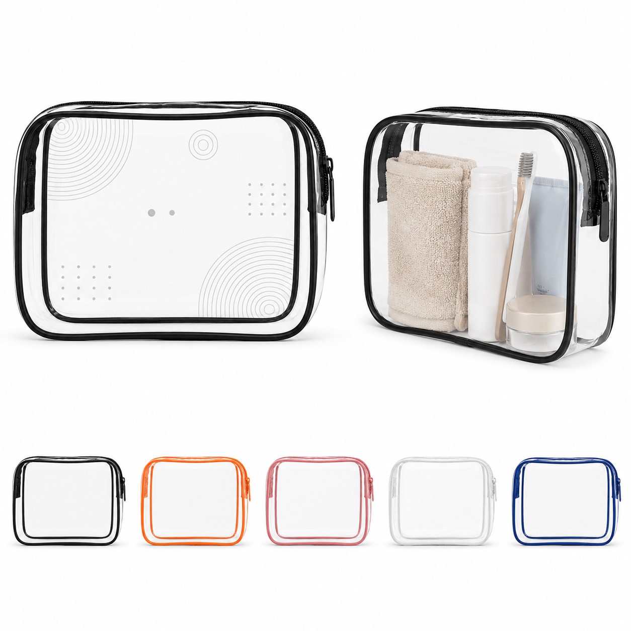 Transparent PVC Toiletry Bag With Reinforced Seams
