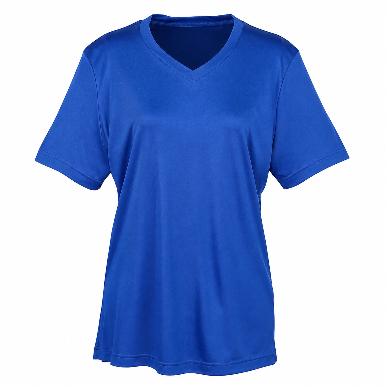Ladies Polyester V Neck Shirt — Blue