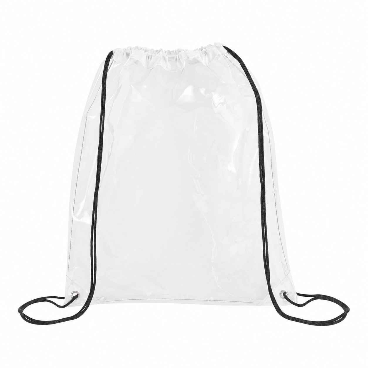 Metal Grommets Clear Drawstring Bag — White