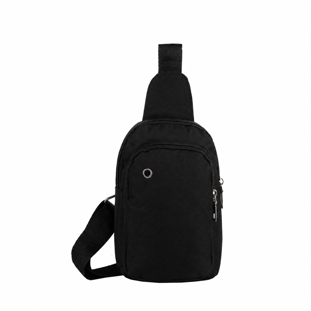 300D Polyester Crossbody Sling Bag — Black