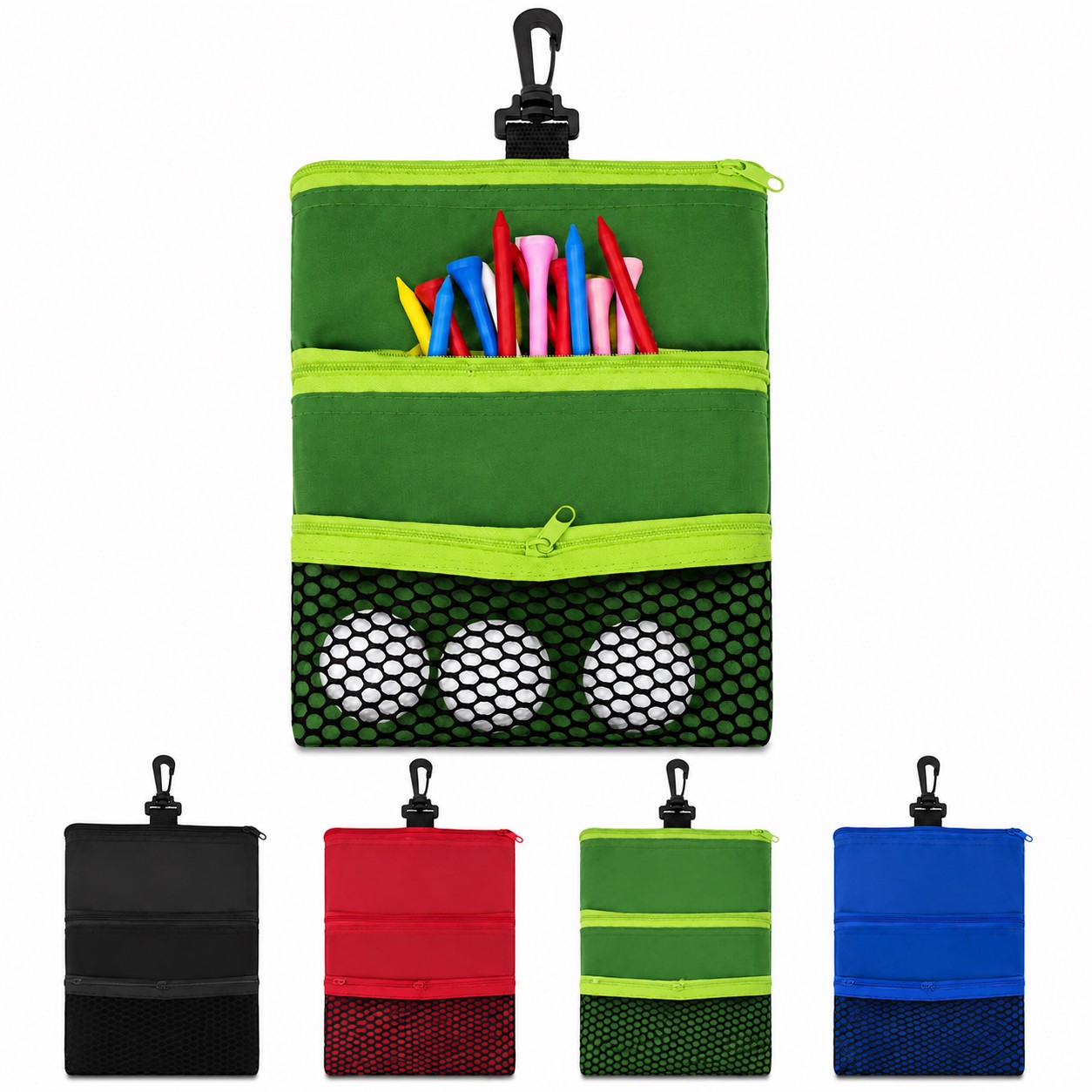 Three Pocket Oxford Golf Pouch With Clip