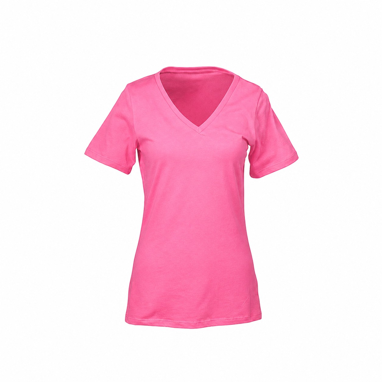 Ladies Ringspun Cotton V Neck Shirt — Pink