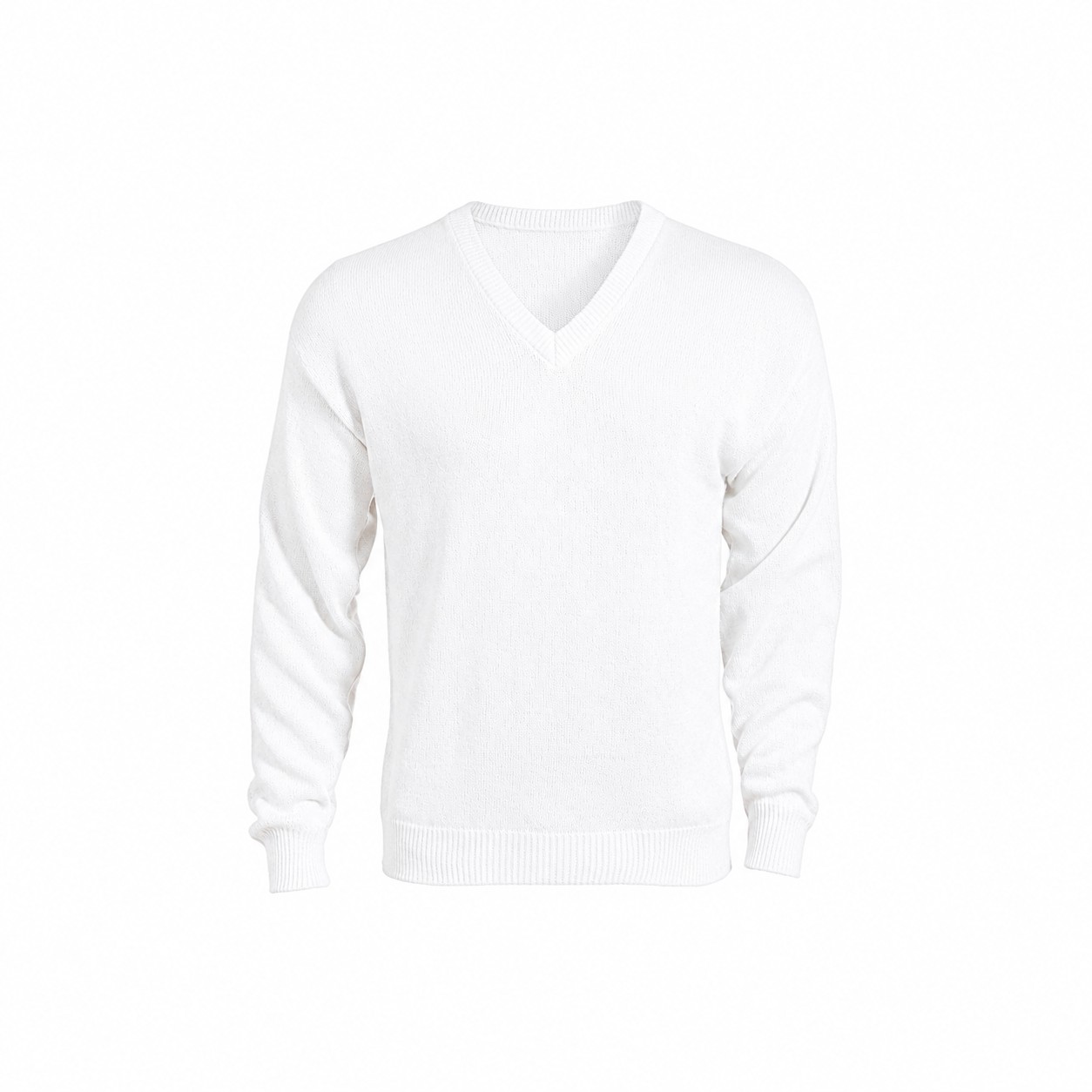 Women's Long Sleeve V-Neck Cotton Blend Shirt — White