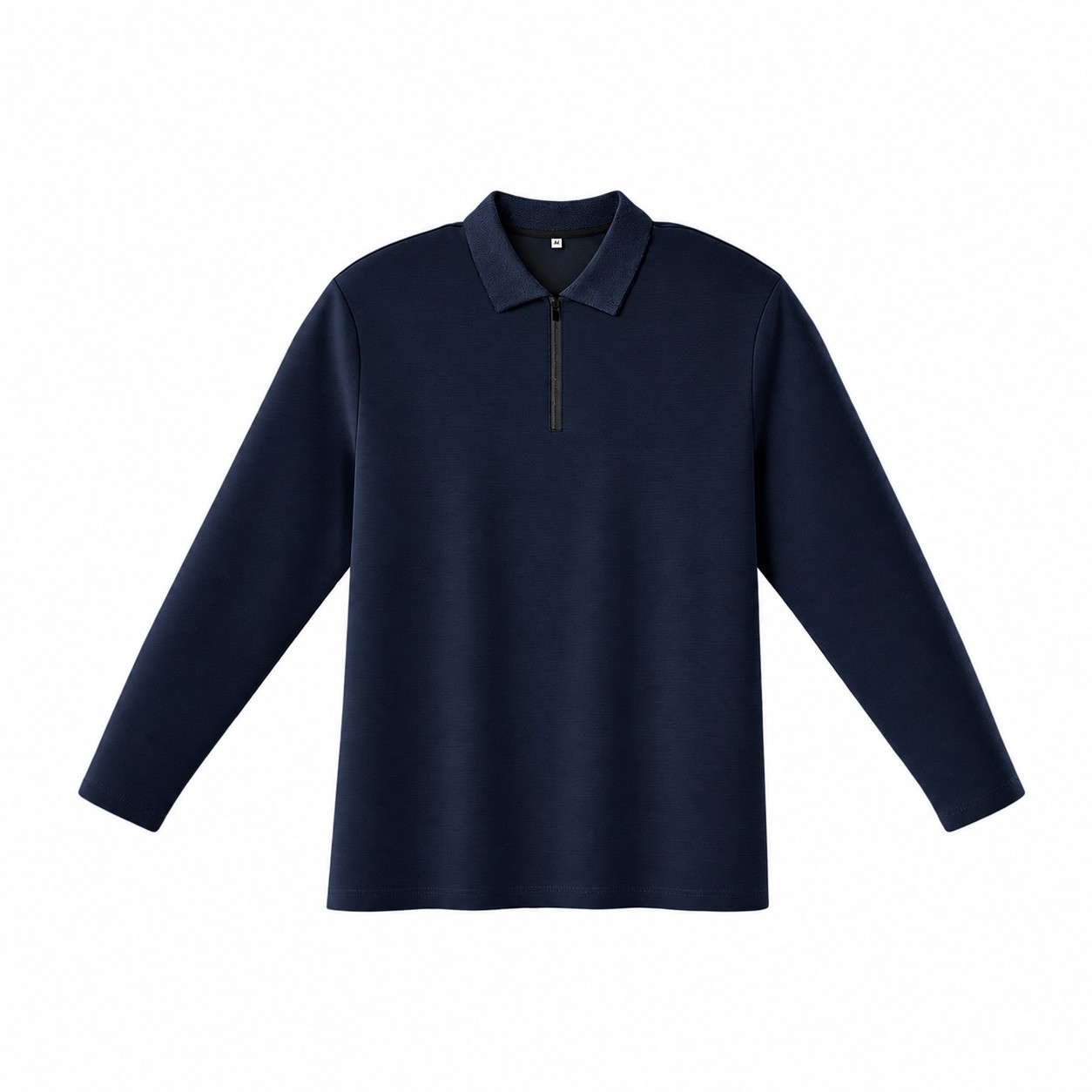 Cotton Blend Quarter Zip Pullover — Navy Blue
