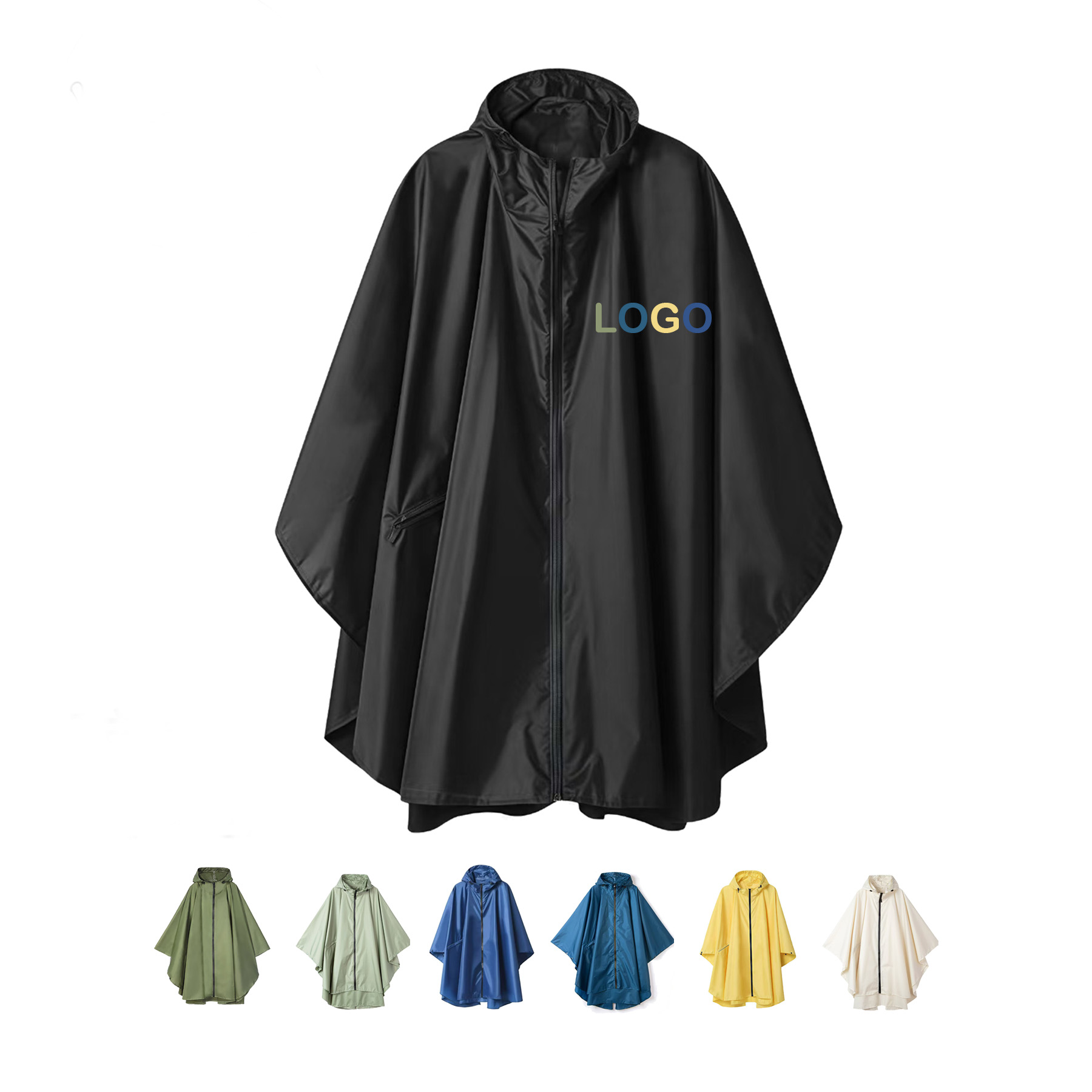 Zippered Polyester Rain Poncho