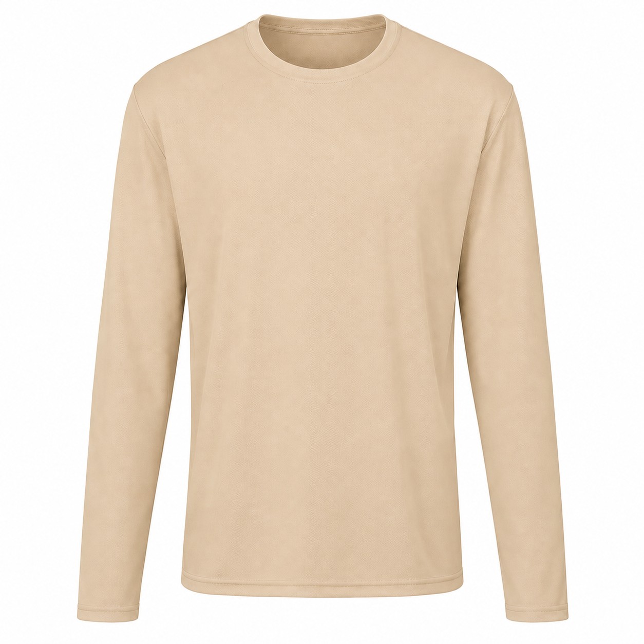 Ladies Polyester Spandex Zip Neck Pullover — Beige