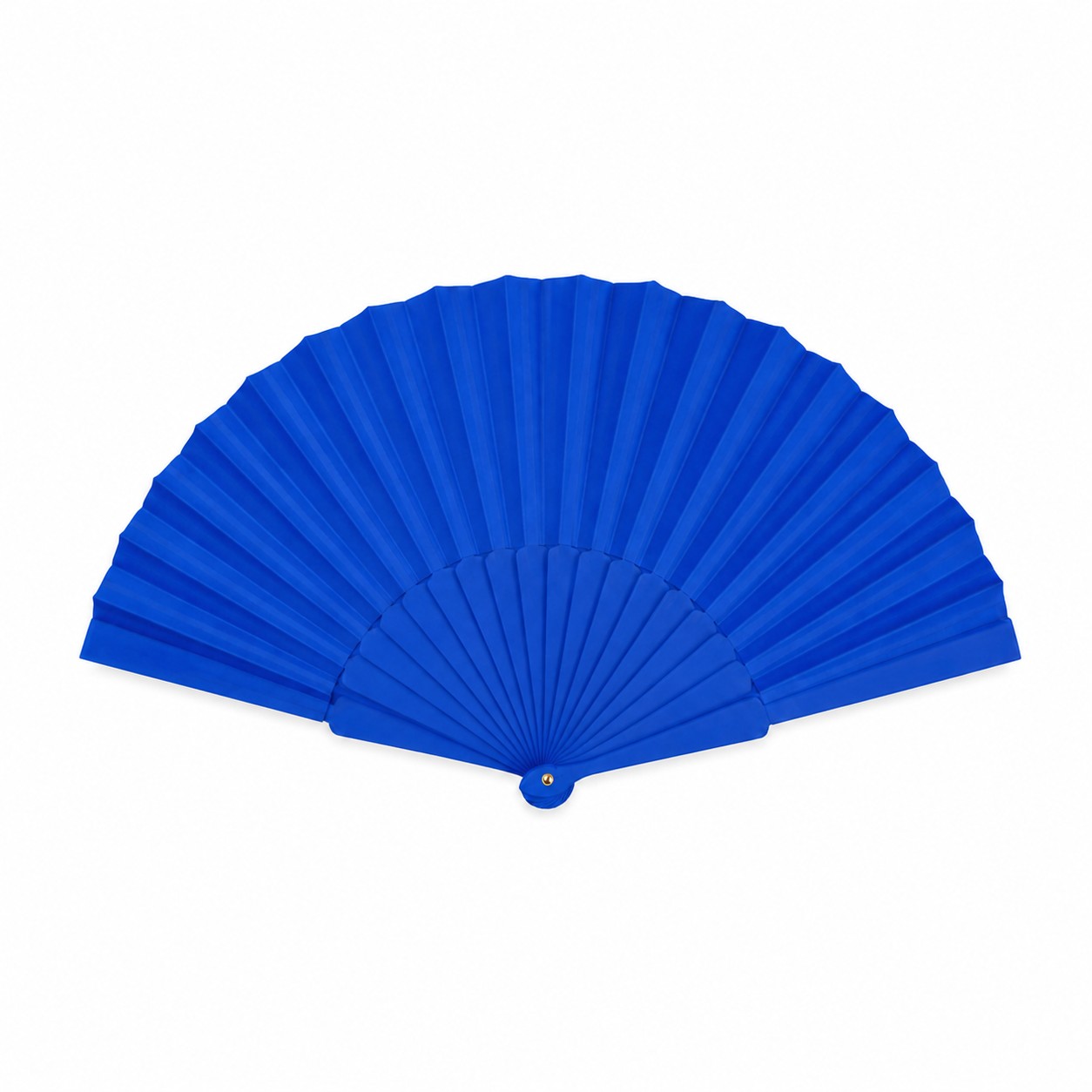 Nine Inch Foldable Plastic Hand Fan — Blue