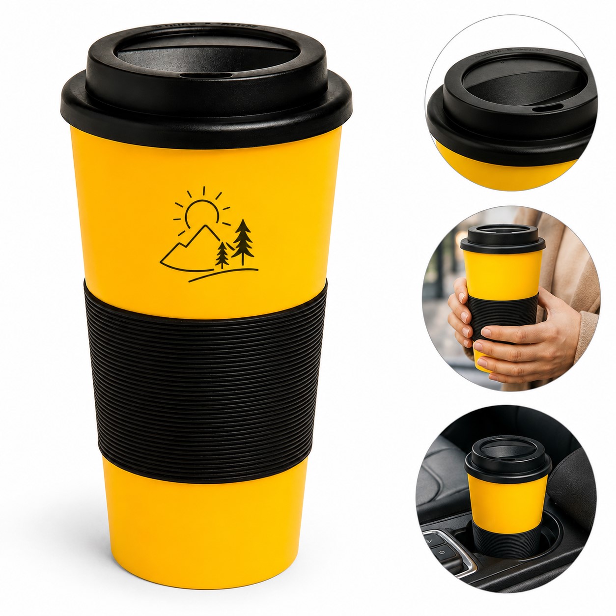 Ribbed Grip Stainless Steel Travel Tumbler