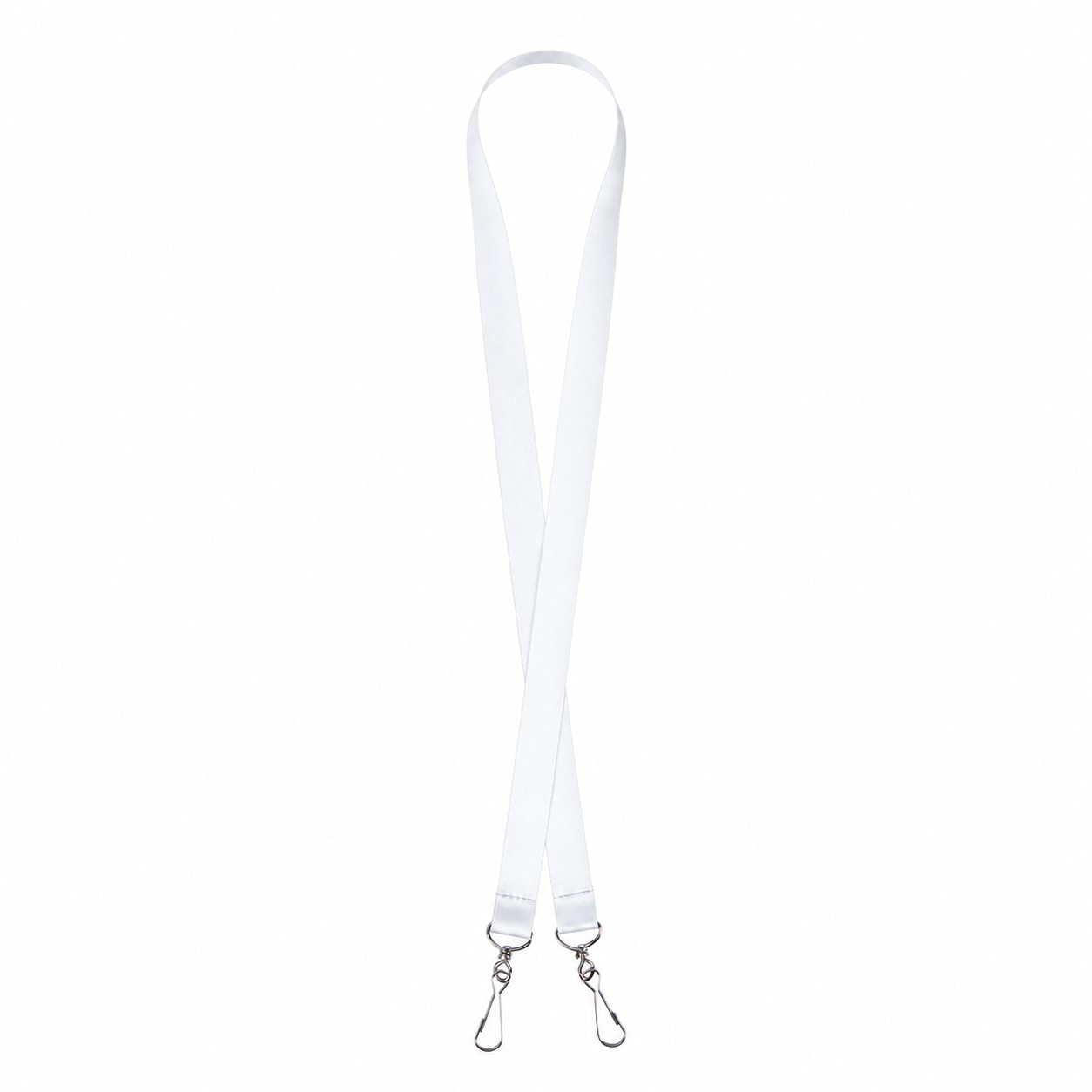 Open End Polyester Lanyard — Clear White