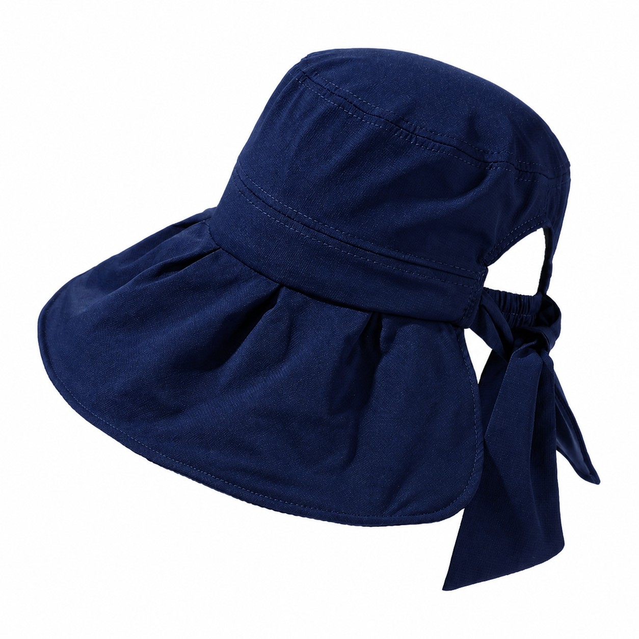 Polyester Tie Back Sun Hat — Navy Blue