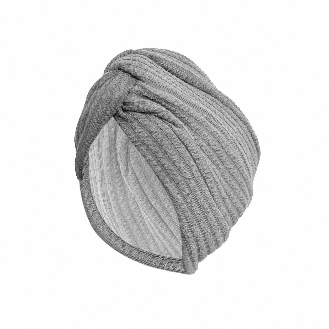 Ribbed Polyester Turban Headwrap — Gray
