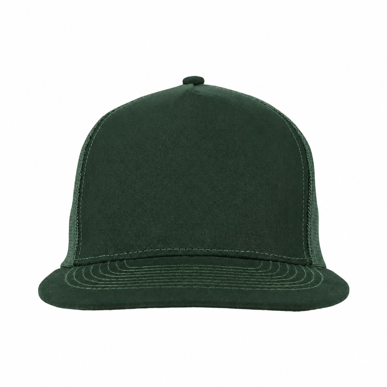 Soft Mesh Flat Bill Trucker Cap — Forest Green