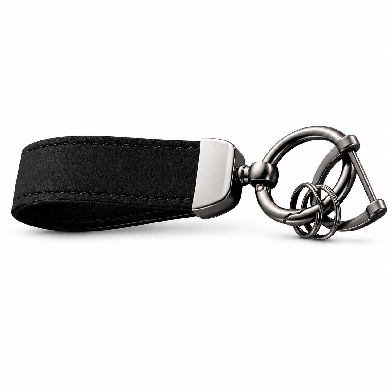 Suede Leather Key Fob With Horseshoe Clip — view 2