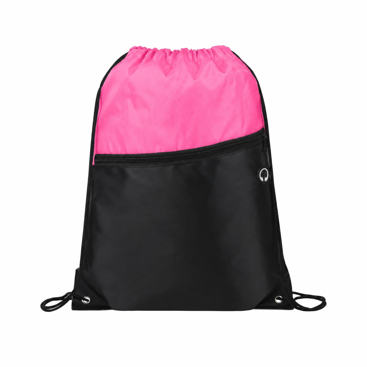 210D Polyester Metal Grommets Drawstring Bag — Pink