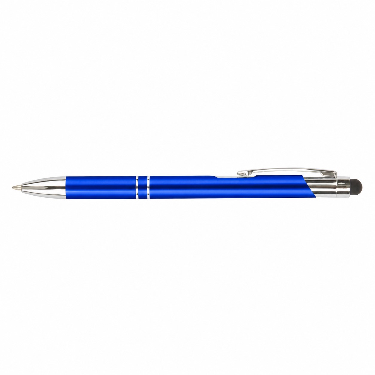 Glossy Aluminum Stylus Ballpoint Pen — Blue