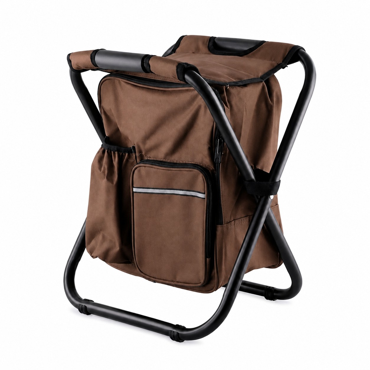 Insulated Backpack Folding Camp Chair — Brown