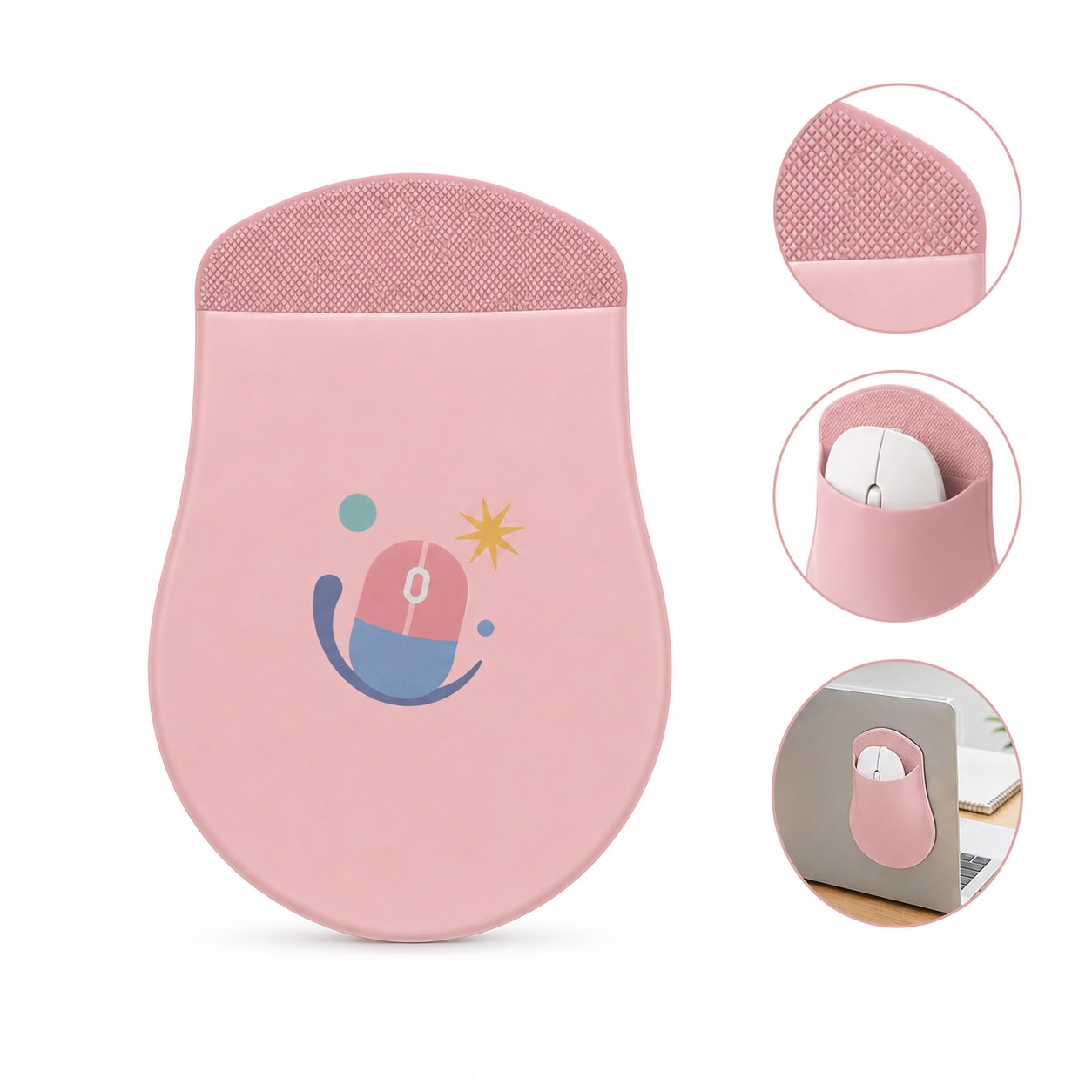 Self-Adhesive Fabric Mouse Storage Pouch