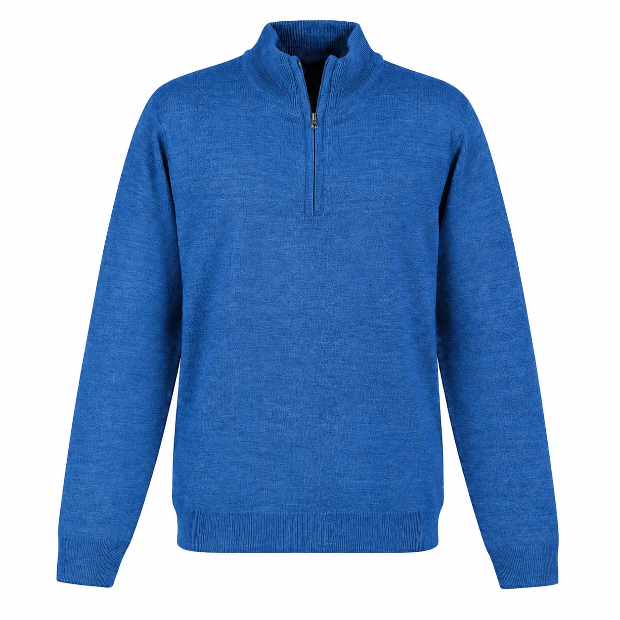 Acrylic Jersey Knit Quarter-Zip Sweater — Blue
