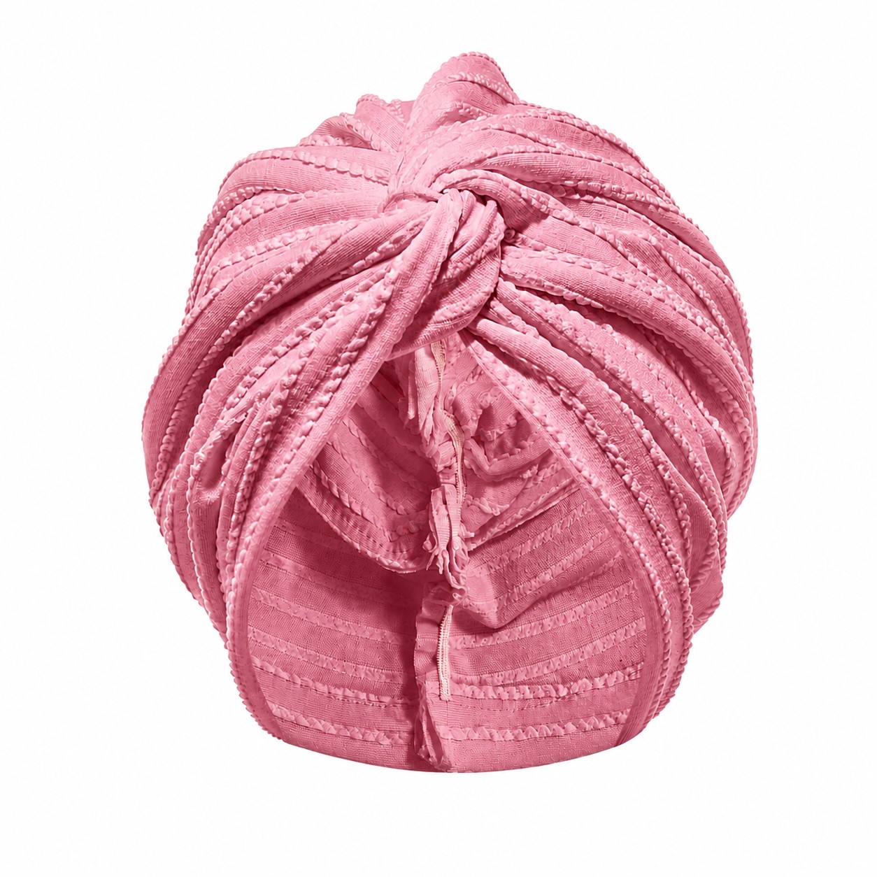 Coral Fleece Pull On Turban Hat — Pink