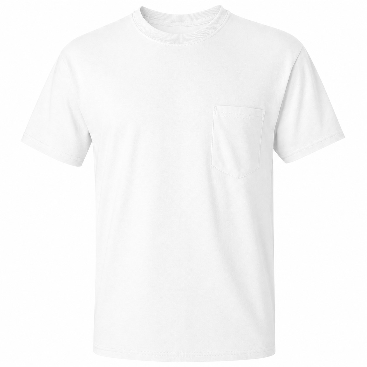 Pocket Cotton Crewneck T Shirt — White
