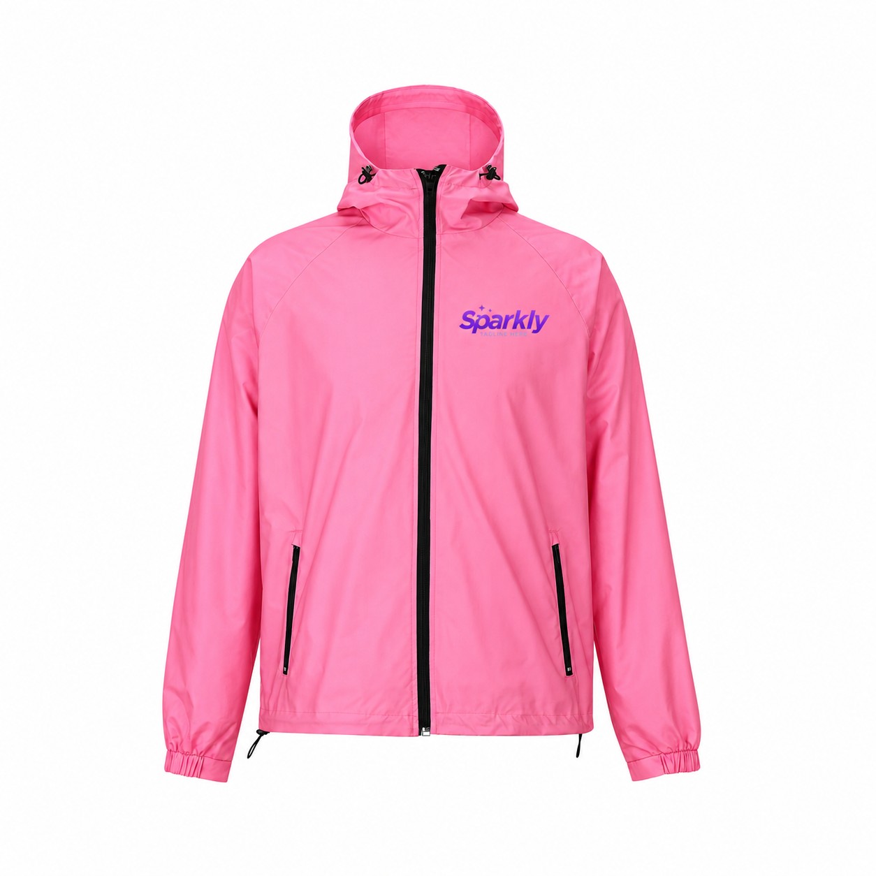 Lightweight Polyester Full-Zip Hooded Jacket — Pink