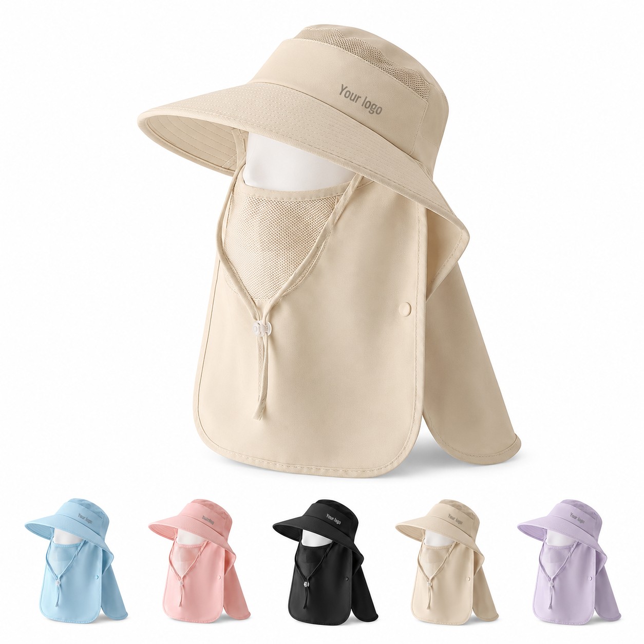 Polyester Sun Hat With Neck Drape