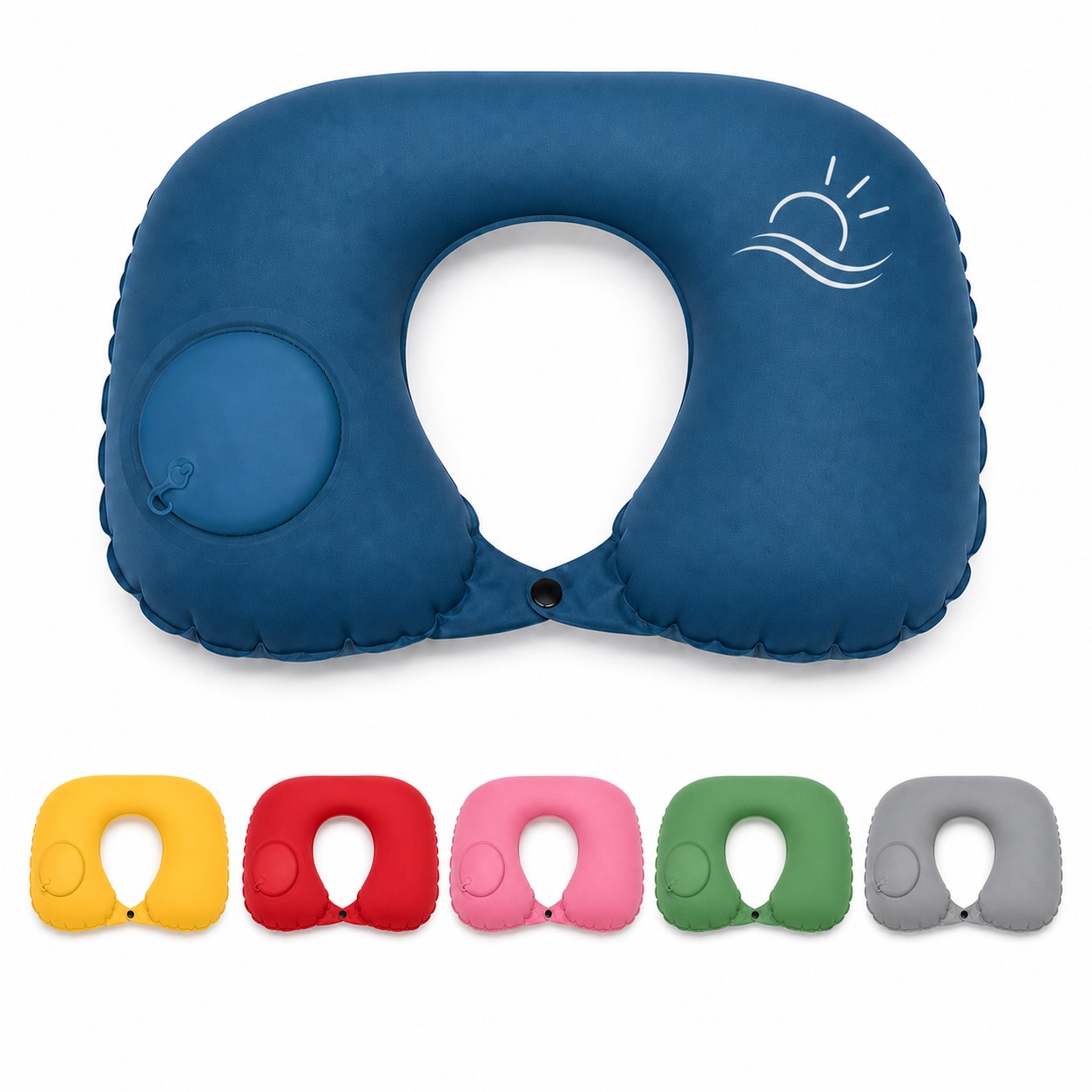Inflatable Polyester Neck Pillow With Button Pump