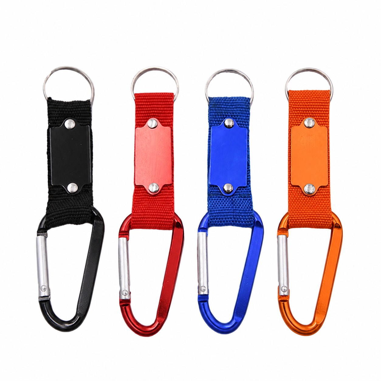 Aluminum Plate Carabiner Keychain — Orange