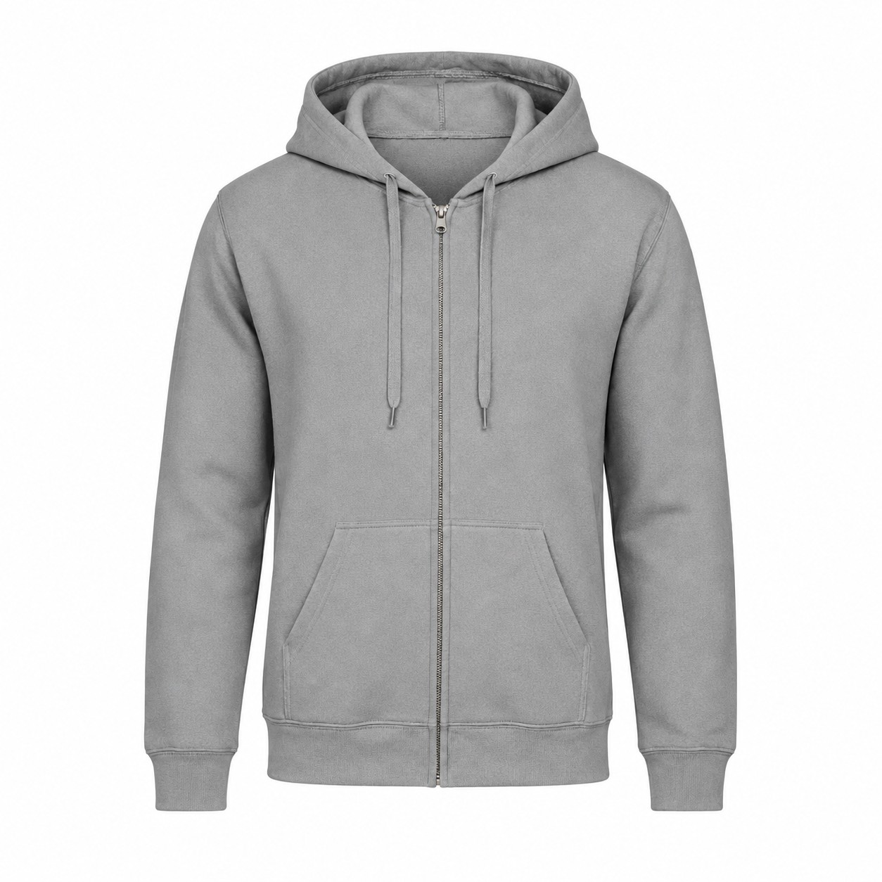 Soft Full Zip Fleece Hoodie — Gray