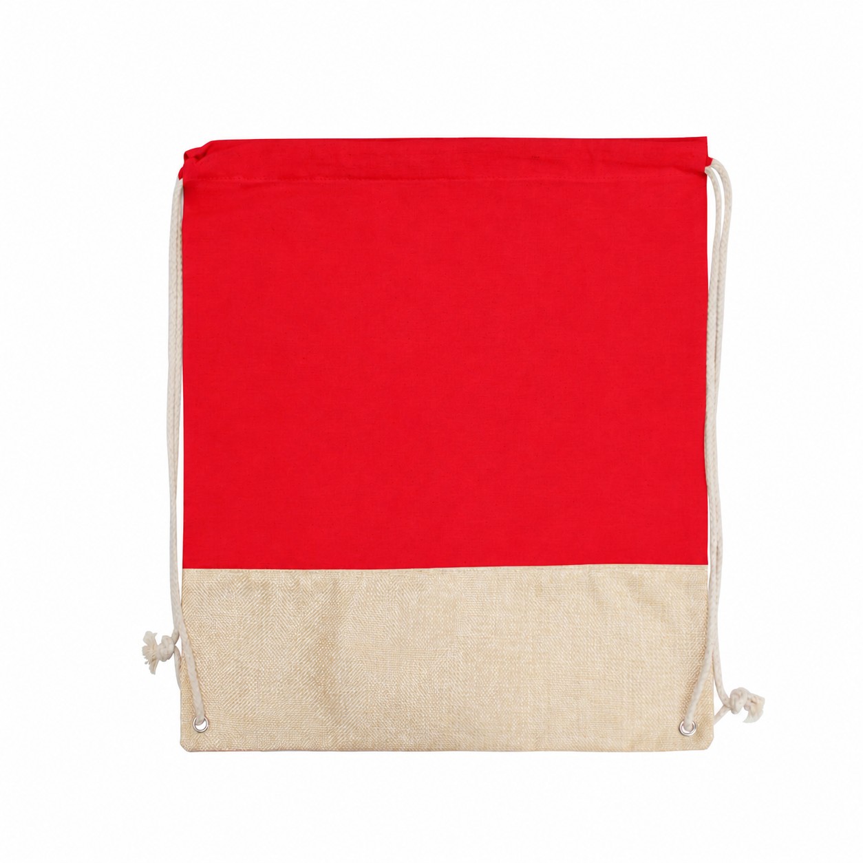 Cotton Metal Grommets Drawstring Bag — Red