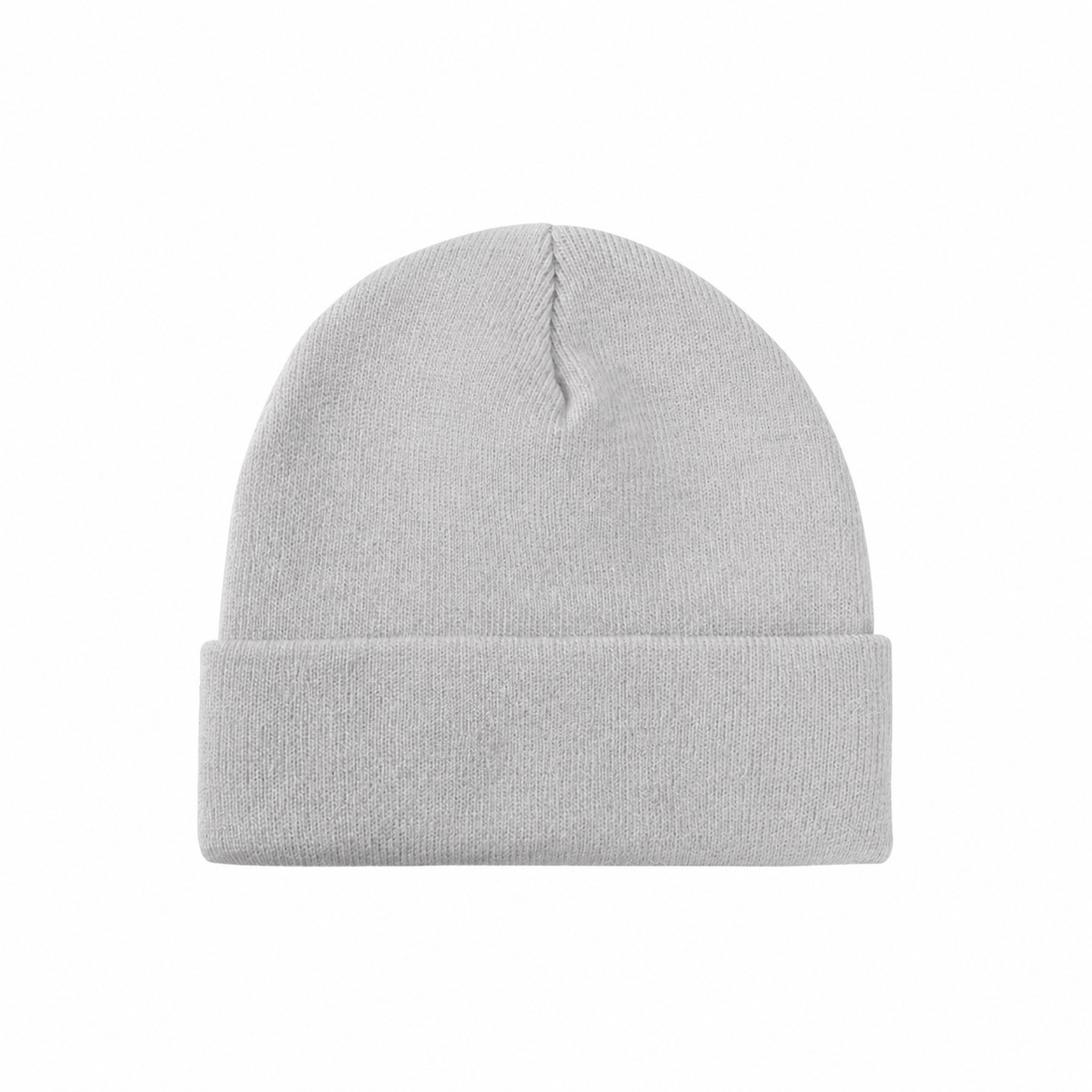 8.5-Inch Cuffed Acrylic Knit Beanie — Light Gray