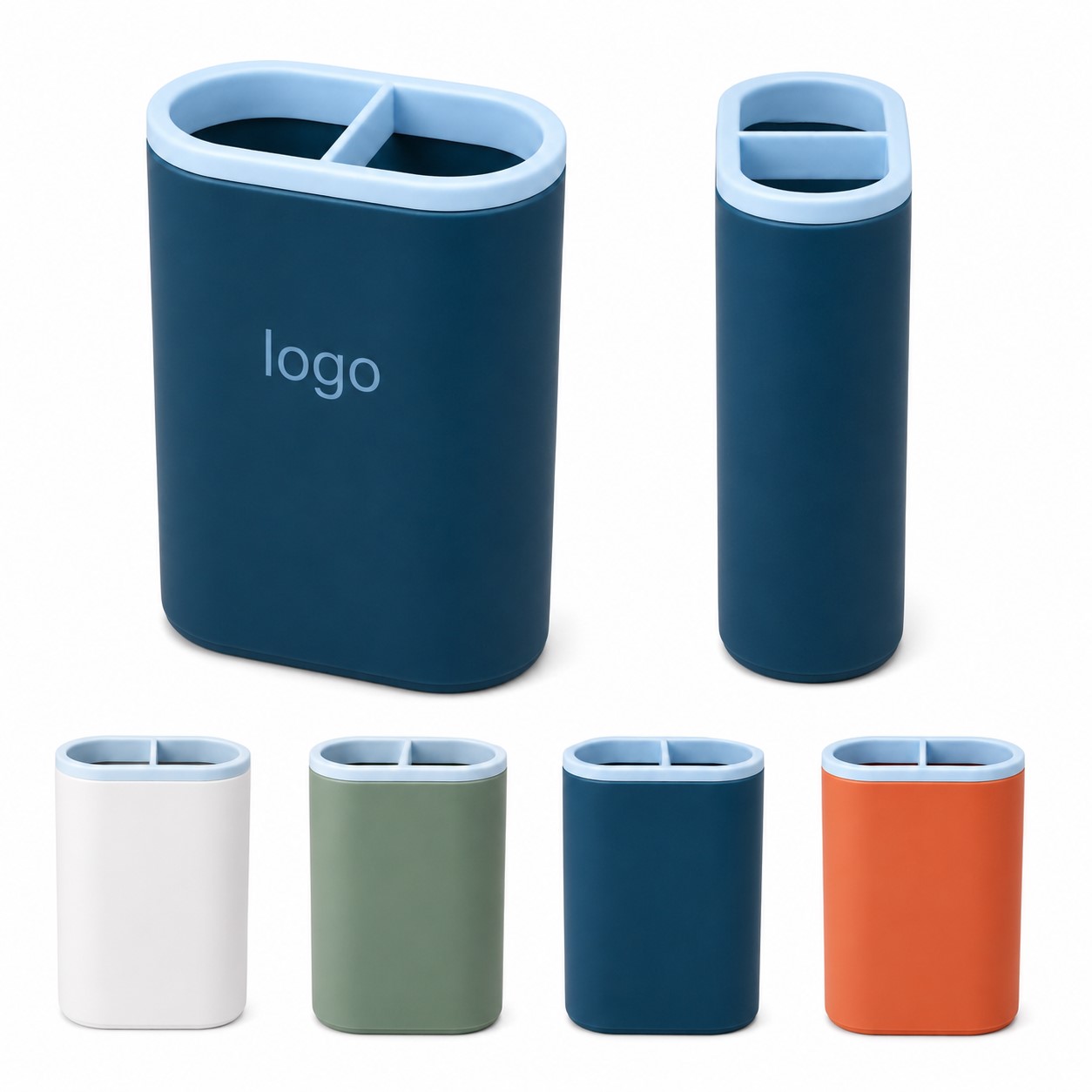 Dual Compartment Plastic Pen Holder