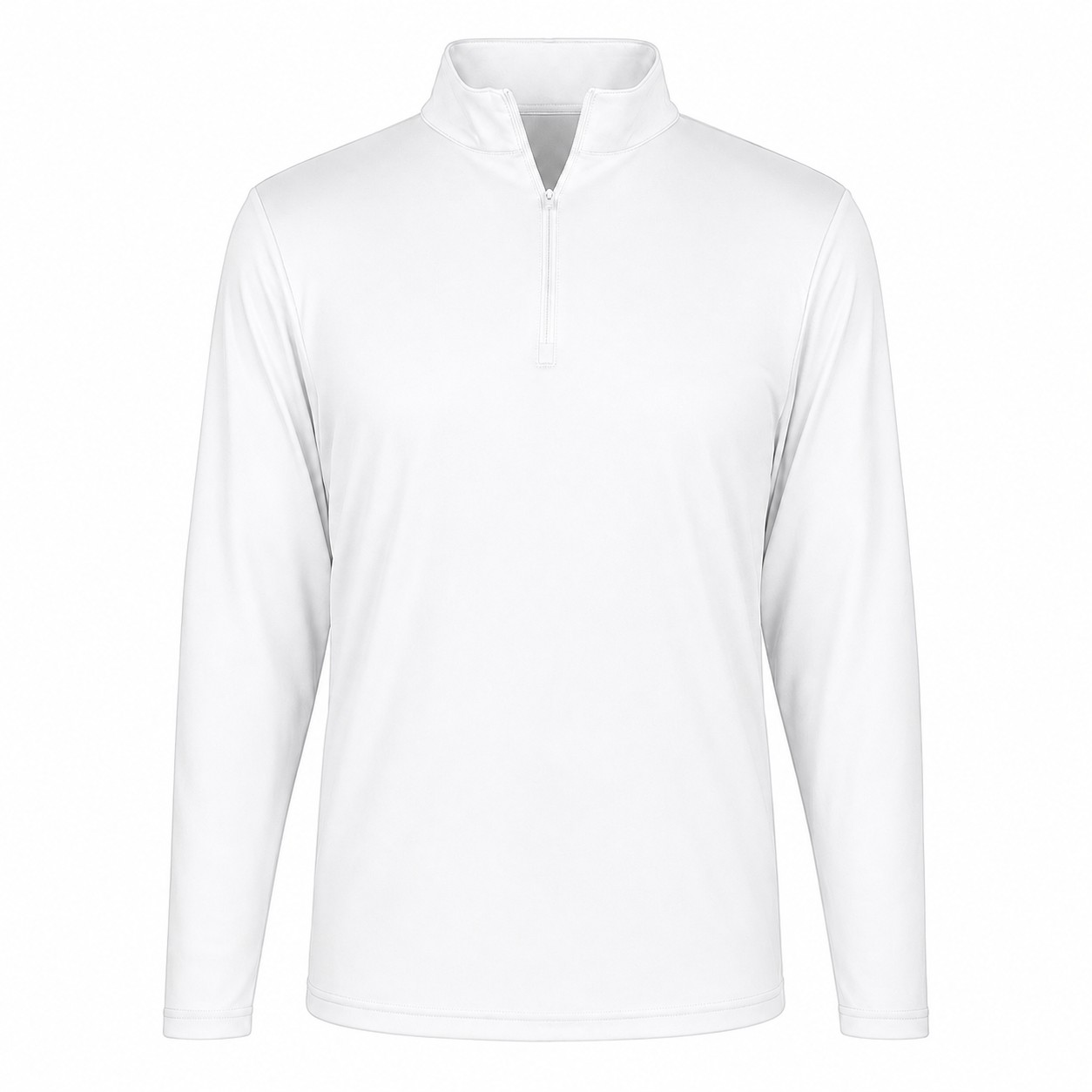 Polyester Jersey Quarter Zip Pullover — White