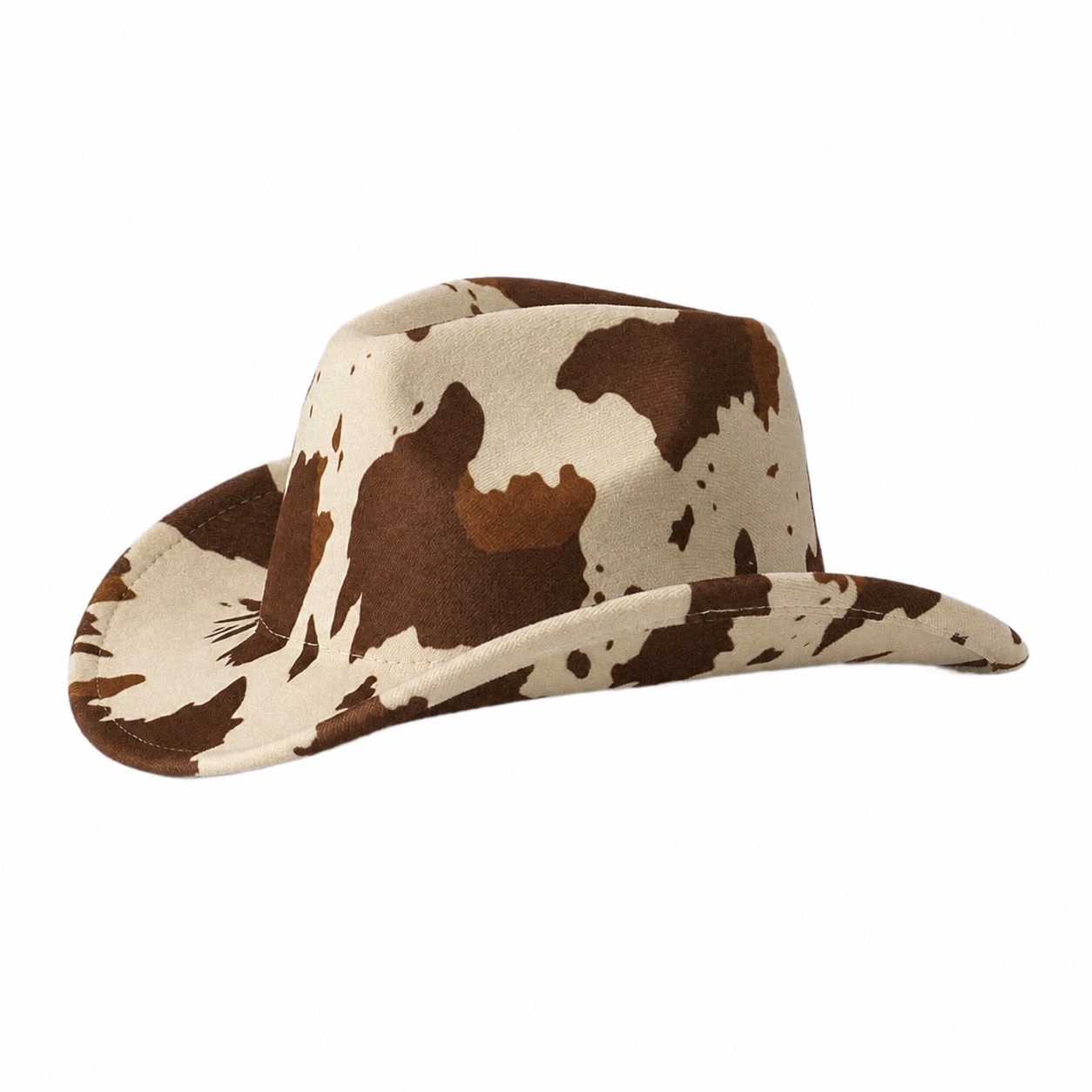 Polyester Cow Pattern Cowboy Hat — Brown