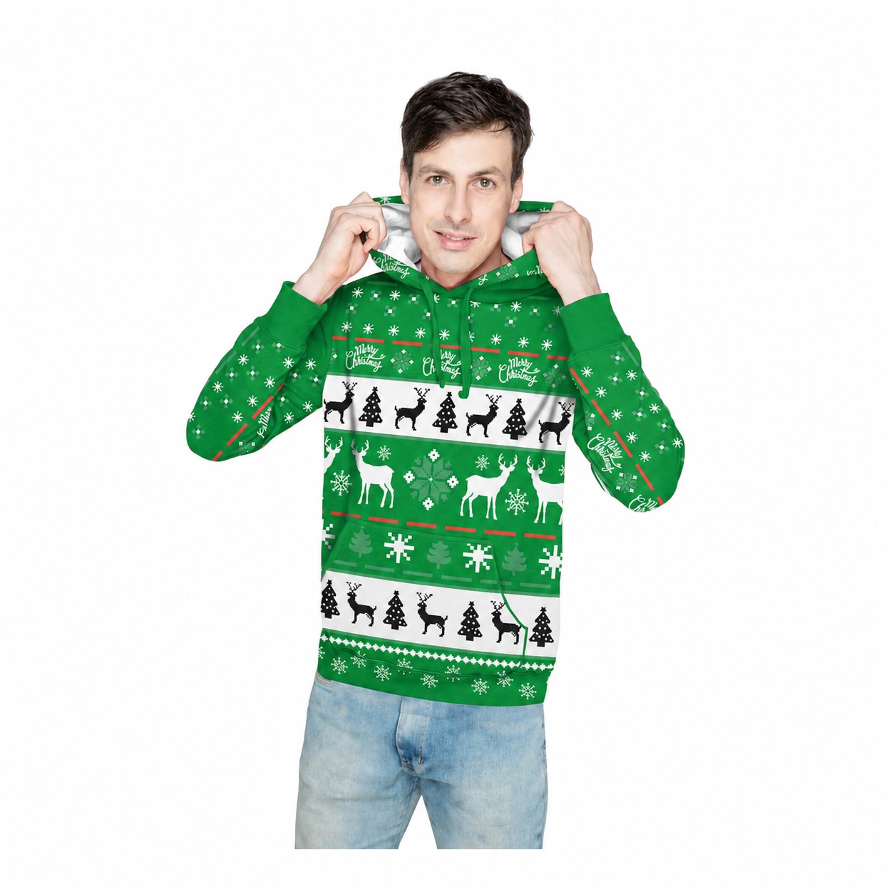 Polyester Hoodie With Kangaroo Pocket — Green