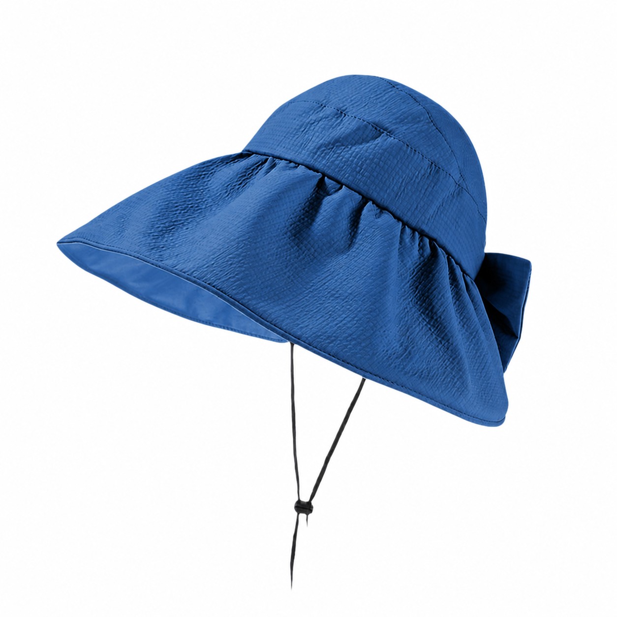 Bow Back Wide Brim Sun Hat — Blue