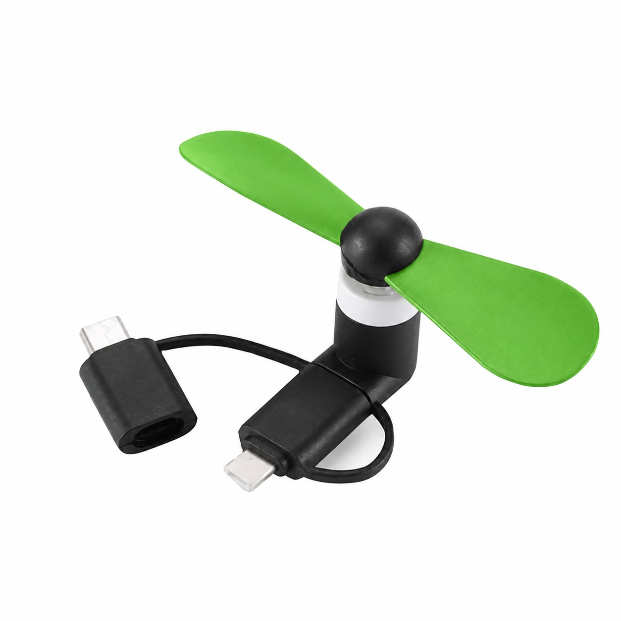 Three Adapter Phone Powered Mini Fan — Green
