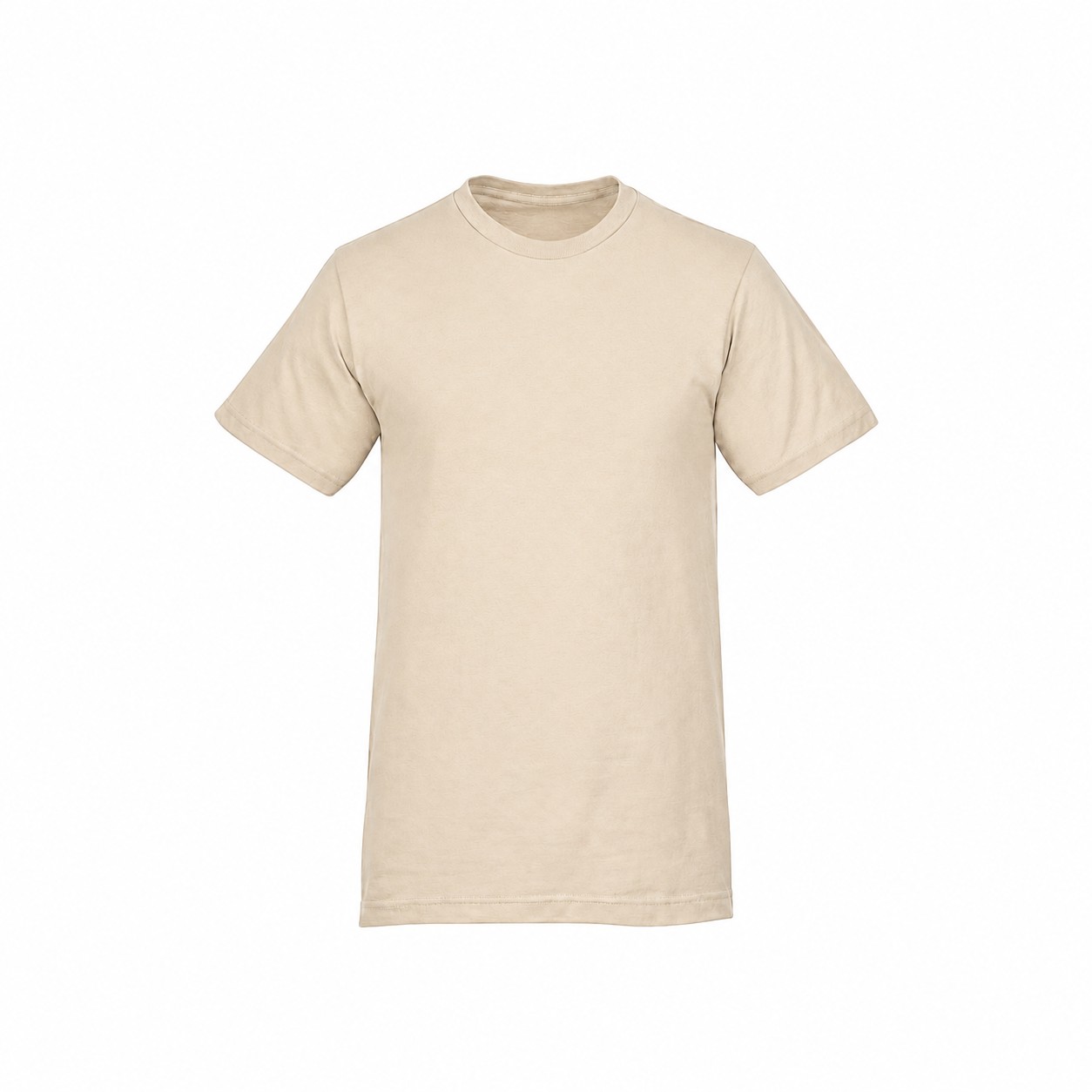 Fine Jersey Cotton Crewneck T Shirt — Beige