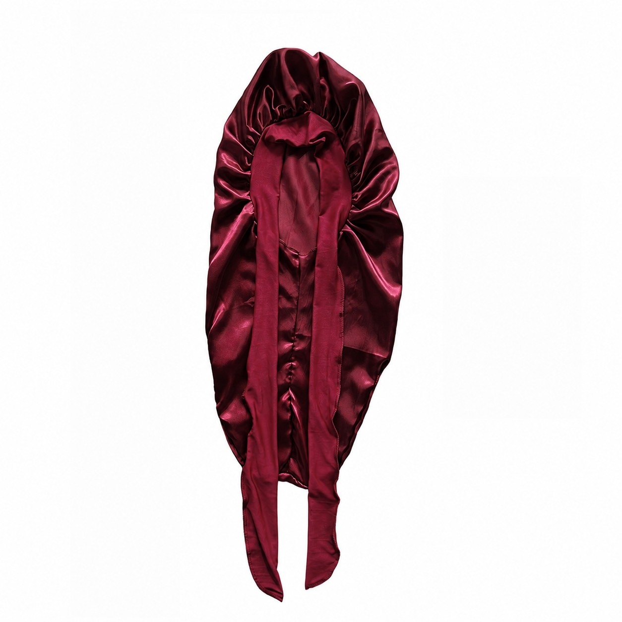 Satin Long Tail Sleep Bonnet — Wine Red
