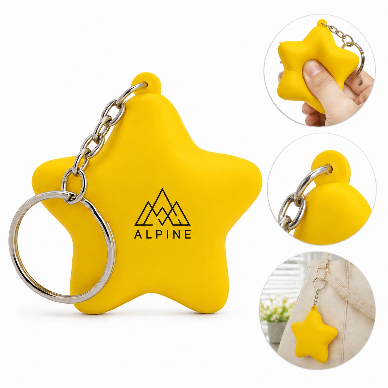 Squeezable PU Foam Star Keychain