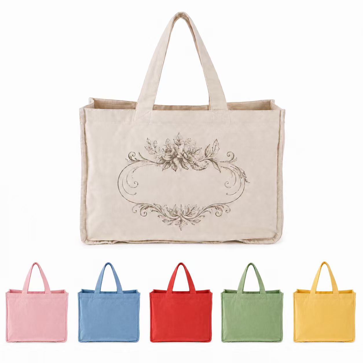 Large Divided Canvas Grocery Tote