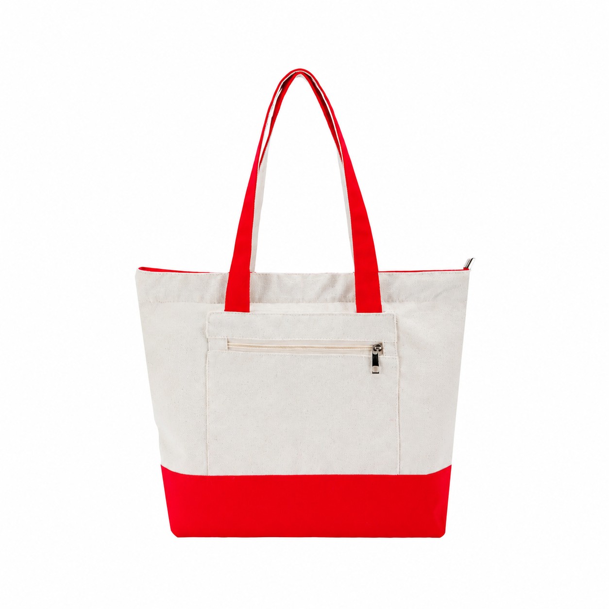 12 Oz Cotton Zipper Tote Bag — Red