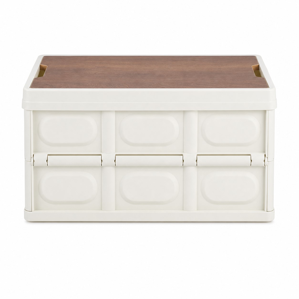 Collapsible Polypropylene Storage Bin With Wood Cover — view 2
