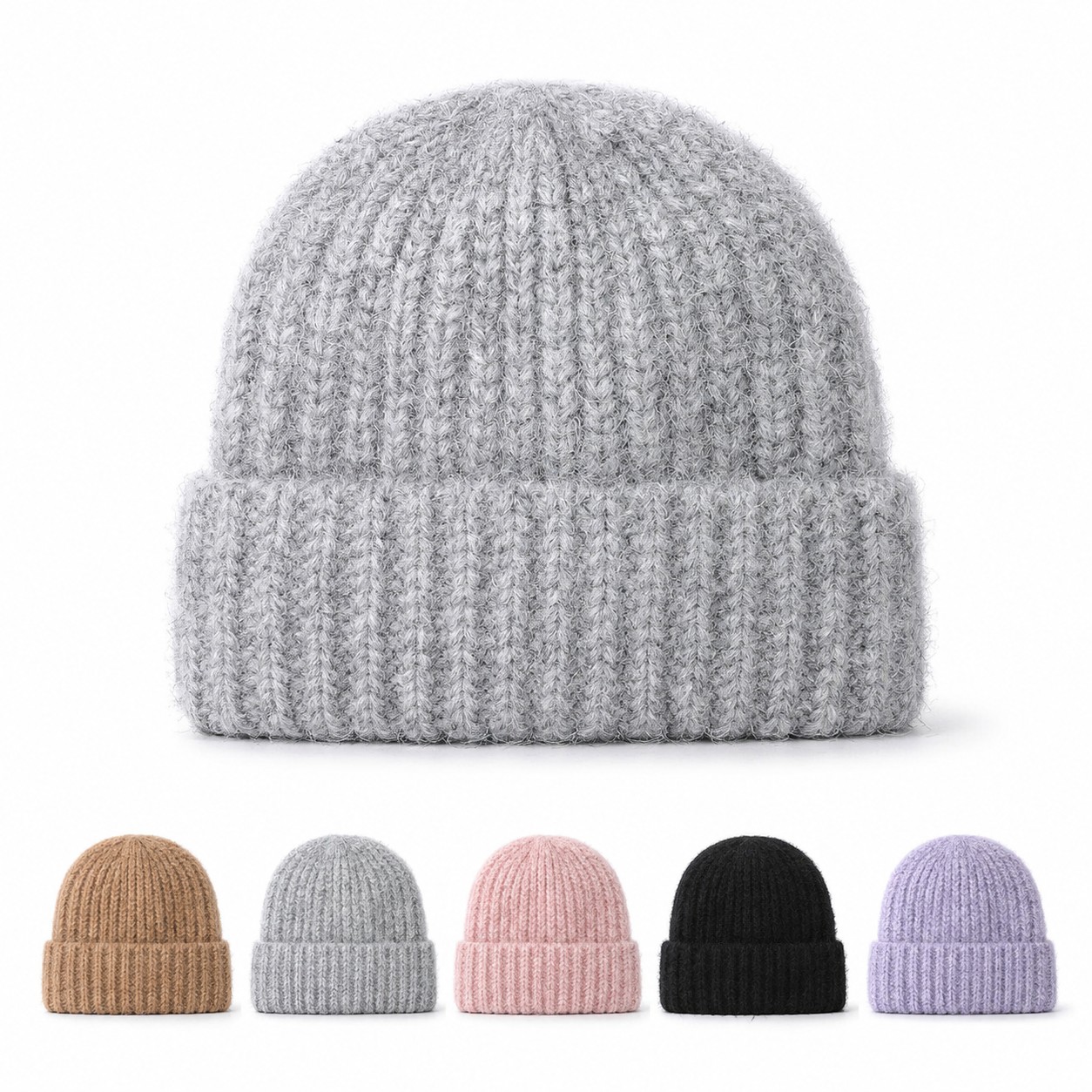 Fuzzy Polyester Cuffed Watch Beanie
