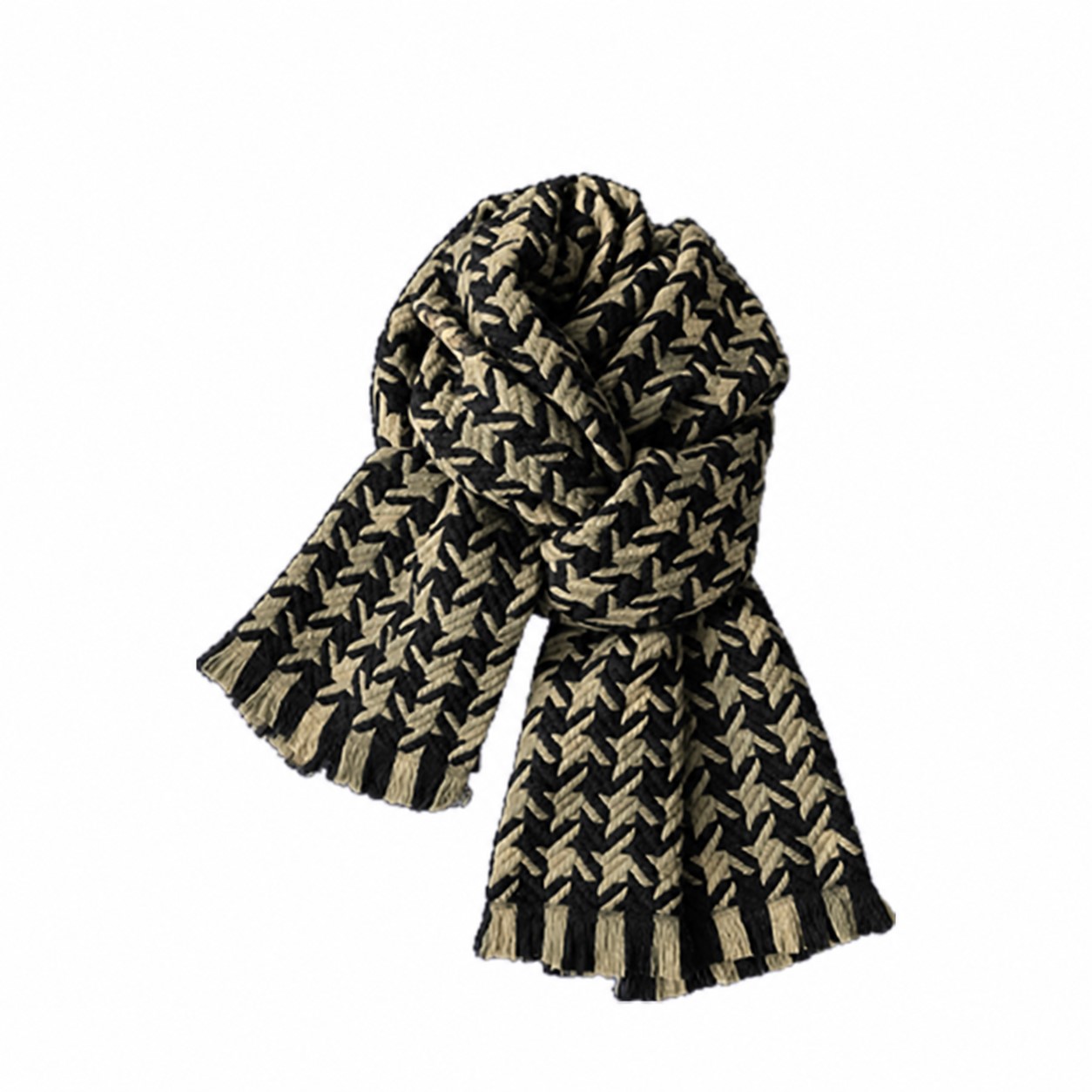 Braided Polyester Knitted Scarf — Black