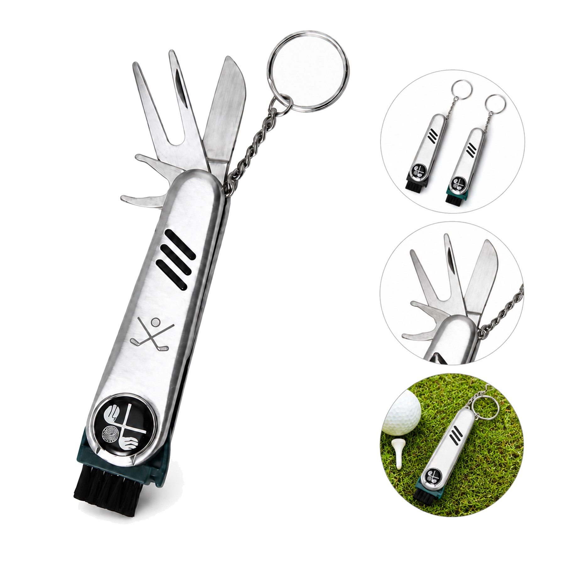 Metal Golf Knife Multitool With Brush