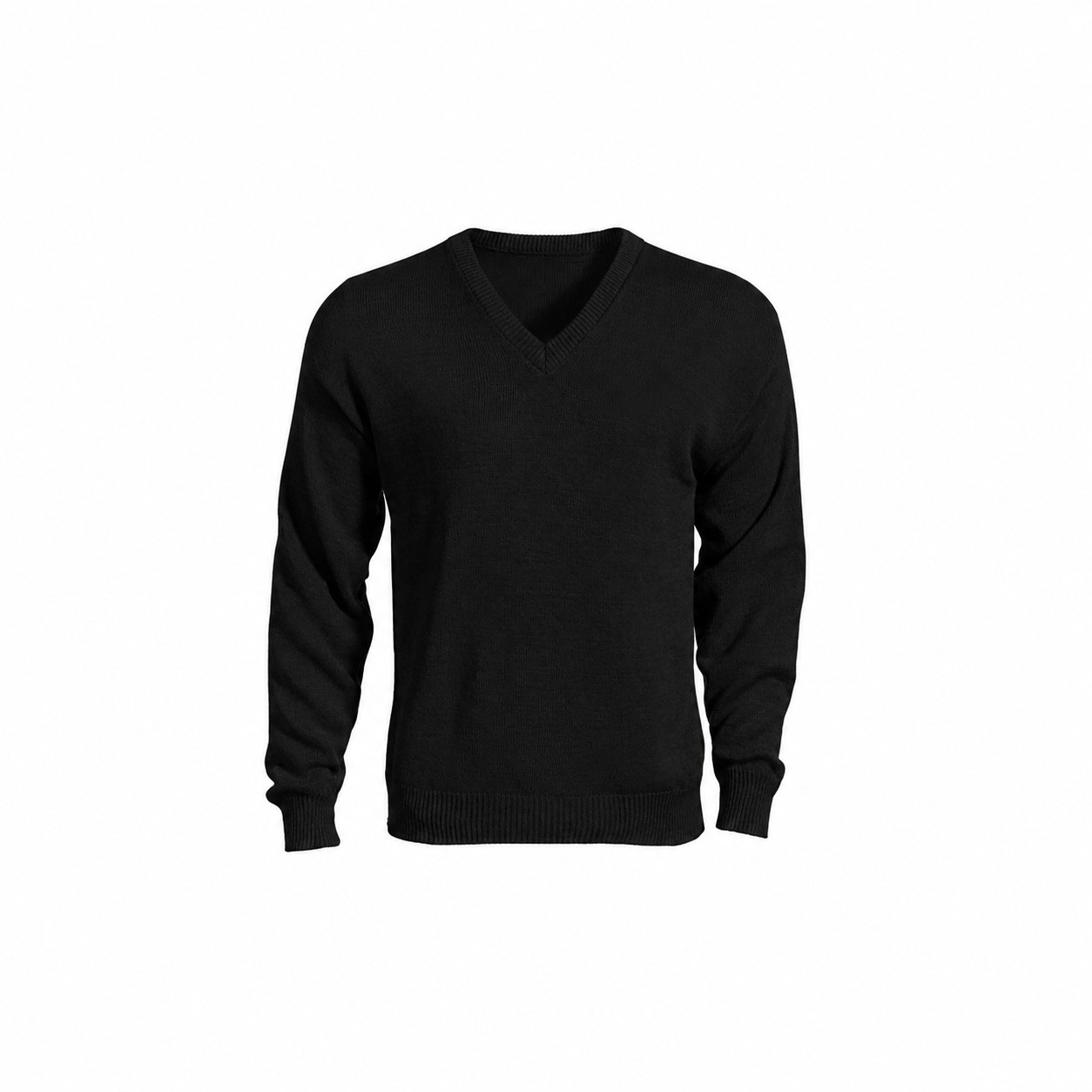 Women's Long Sleeve V-Neck Cotton Blend Shirt — Black