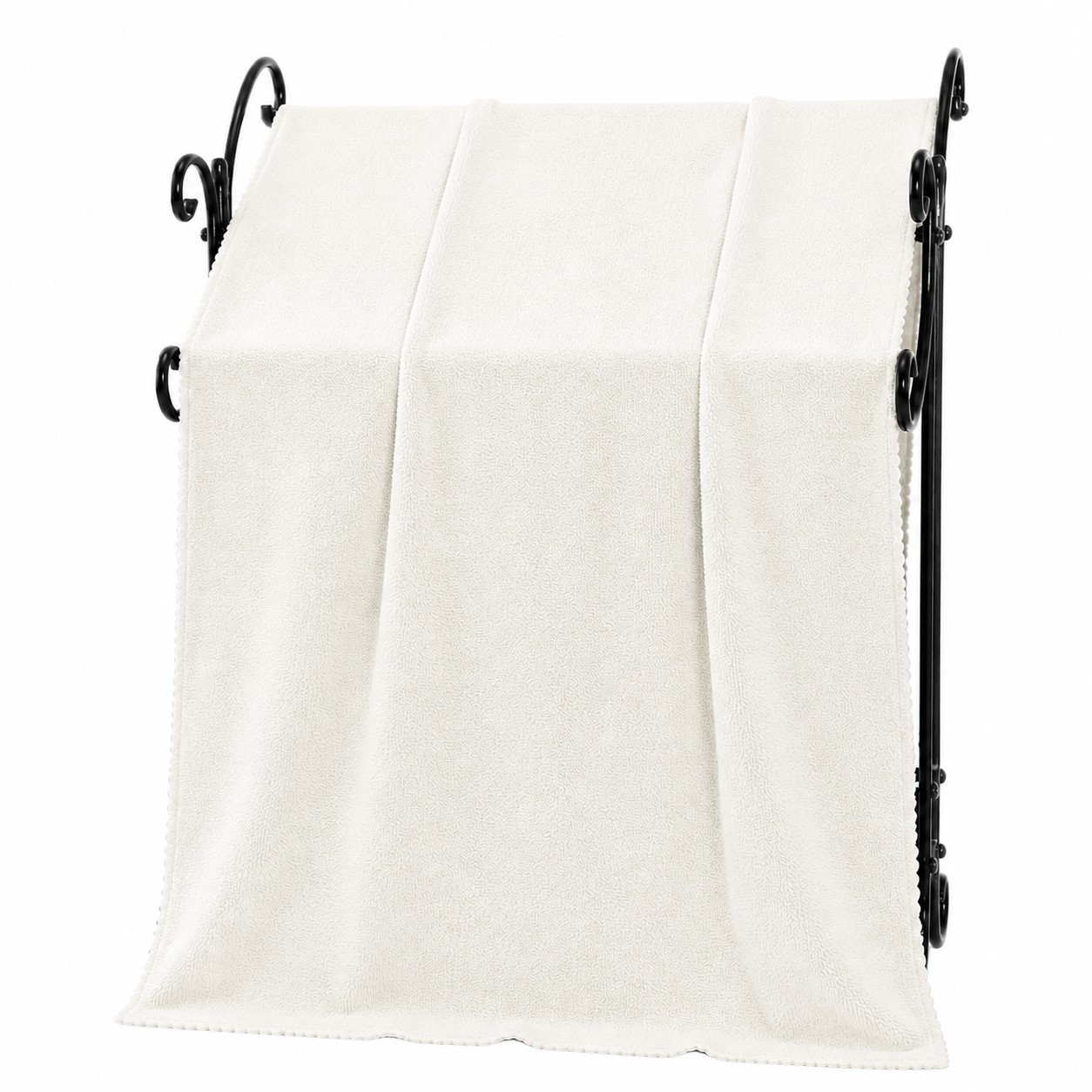 Oversized Coral Fleece Bath Towel — Off White